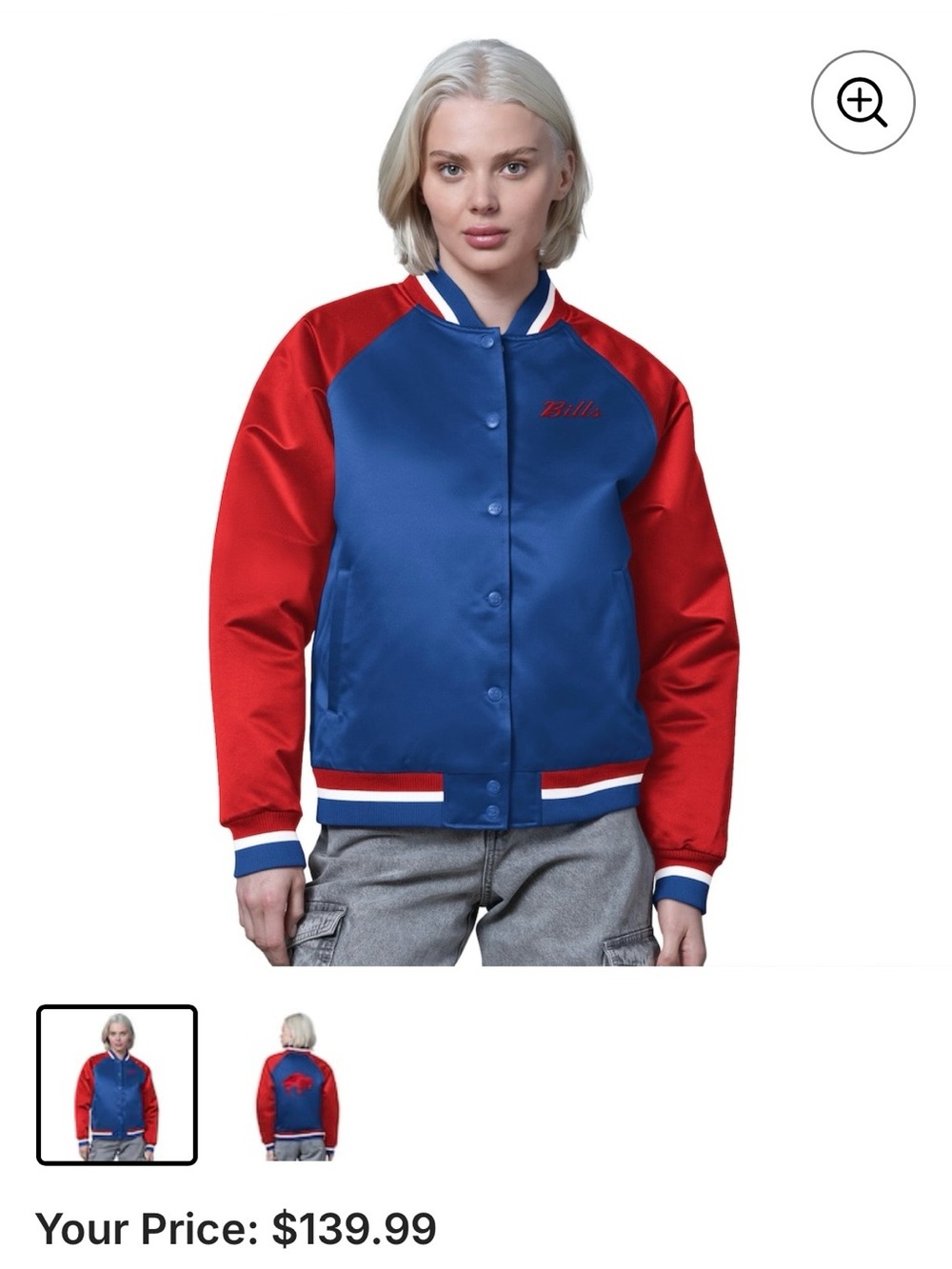 STARTER Blue and Red Satin Varsity Jacket